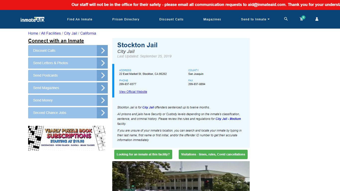 Stockton Jail | Inmate Locator