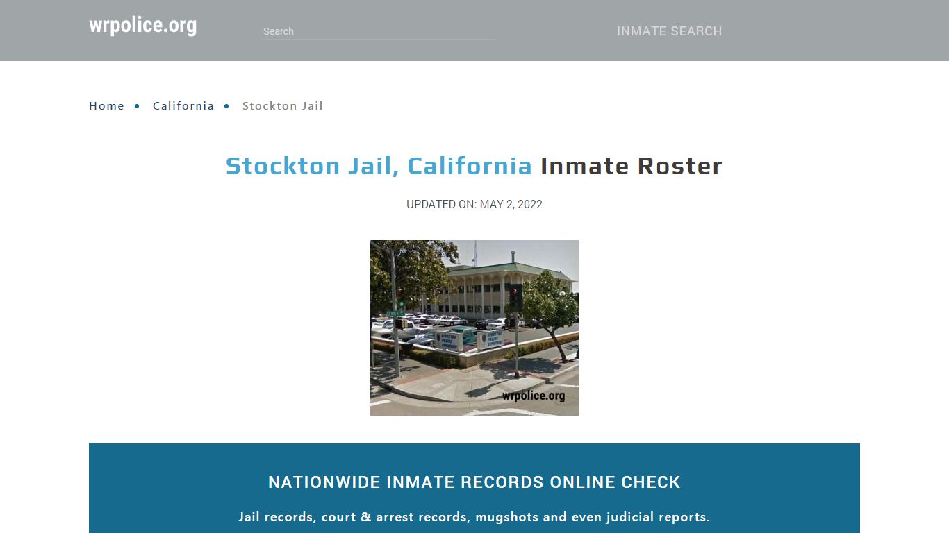 Stockton Jail, California - Inmate Locator
